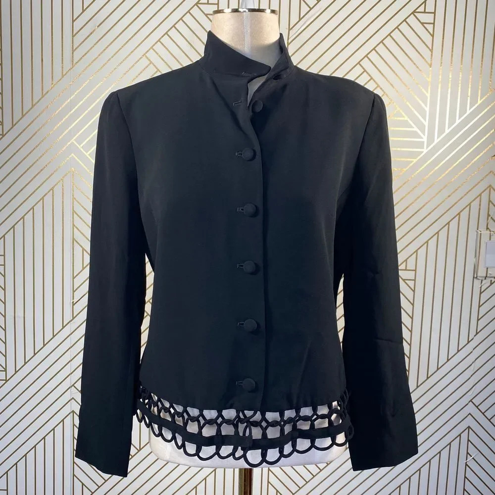 Lafayette 148 New York Petite Black Trim Blazer